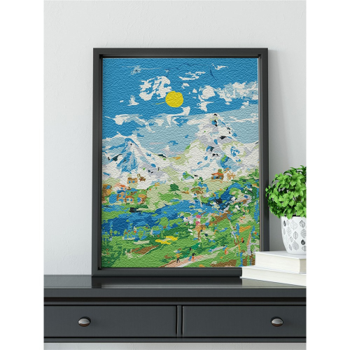 時匠 f晴空海景紙漿畫DIY填色半成品美術材料包沙灘城市解壓