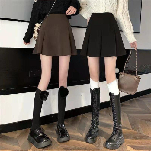 ????｜高腰毛呢半身短裙寬鬆顯瘦傘裙?現貨+預購