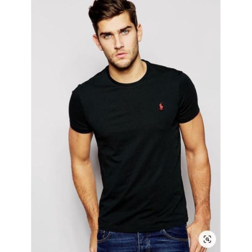 【POLO Ralph Lauren】正品成人版 刺繡 紅色 小馬標 男士 圓領 黑色 舒適 短袖 棉T 潮T恤M號賠售