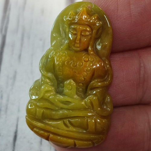 ?救度者?天然瓜地馬拉玉 A貨翡翠-紅黃翡 精雕 度母/觀音菩薩化身 現貨【92jade 遇見善緣】度母玉佩玉墬項鍊墬