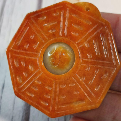 ☯️占凶吉 知萬象☯️天然緬甸玉 A貨 翡翠 紅皮翡 雙面精雕 八卦 附證書 現貨特價【92jade 遇見善緣】玉八卦