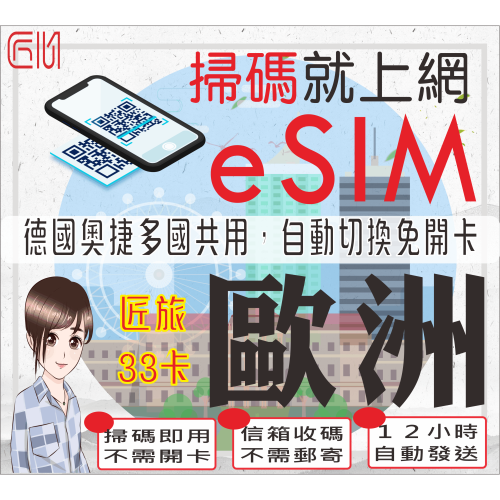 ├匠心_eSIM┤歐洲匠旅33卡 歐洲上網卡 土耳其 奧捷 瑞士 德國 歐洲網卡 歐洲sim卡多國共用