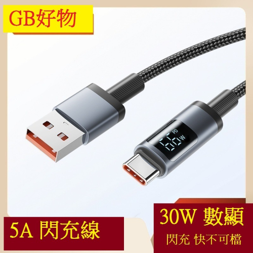 GB【台灣現貨】新品100w快充數顯數據線適用於pd蘋果30w快充type-c閃充100w數據線