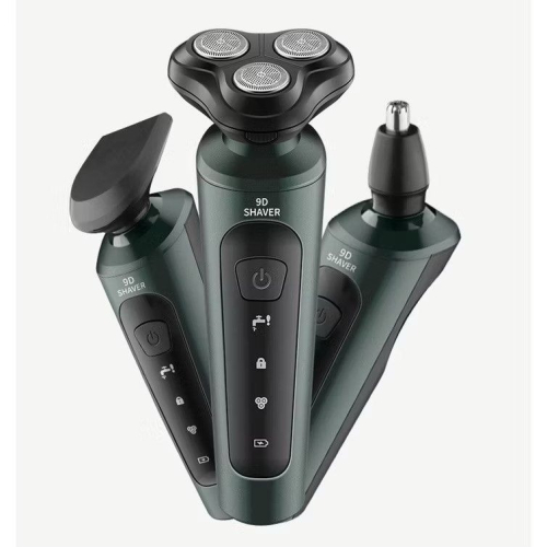 3合一電動刮鬍刀,4D 3刀頭鼻毛修剪,三用USB充電可水洗防水剃鬍刀