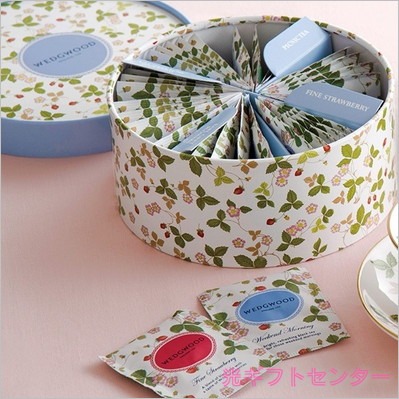 ArielWish日本WEDGWOOD英式精品茶包組合草莓茶早餐茶野餐茶婚禮小物英式下午茶禮盒附圓形收納禮盒36入現貨
