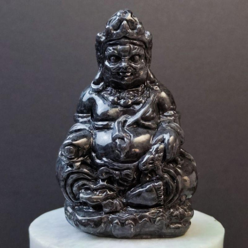 ?迎富送窮 財富增長?天然緬甸玉A貨翡翠-烏雞 精雕 黑財神【92jade 就愛翡翠】現貨特惠 翡翠黑財神 玉財神擺件