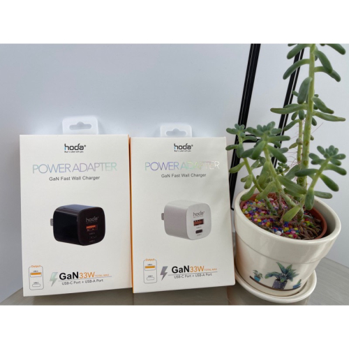 【現貨秒出貨 台中可面交】hoda GaN 氮化鎵智慧雙孔 33W 100W充電器 快充 USB 雙口豆腐頭 電源供應器