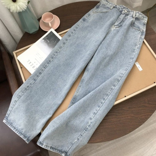 闊腿褲女秋冬新款韓版復古直筒老爹褲高腰ins牛仔褲學生百搭
