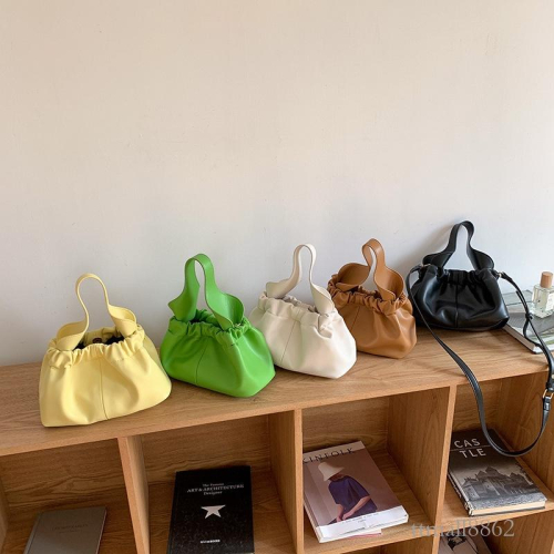 BAGG? 牛油果綠色手提包包高級感氣質雲朵包軟PU單肩斜挎褶皺包女 時尚包 休閒百搭包包 母親節禮物