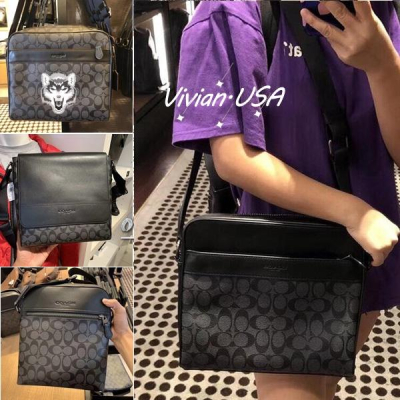 vivian美國代購✨正品 coach 男士側背包 公文包 單肩包 商務斜挎包 F68014 附購證禮品袋 男包