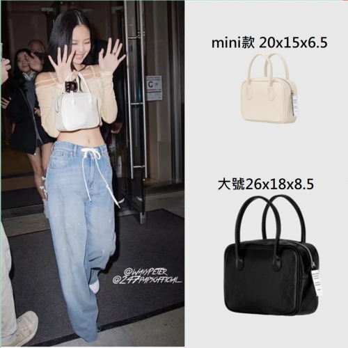 【貓毛草】韓國代購nieeh 小方包真皮大容量斜背包 jennie同款 mini手提枕頭包