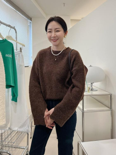 DearGod正韓女裝widelia2022年秋冬袖口開叉設計厚款套頭毛衣女正韓寬松毛織上衣